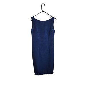 Vintage Trio New York Sleeveless Navy Blue Sheath Dress Size 6 100% Polyester Ba